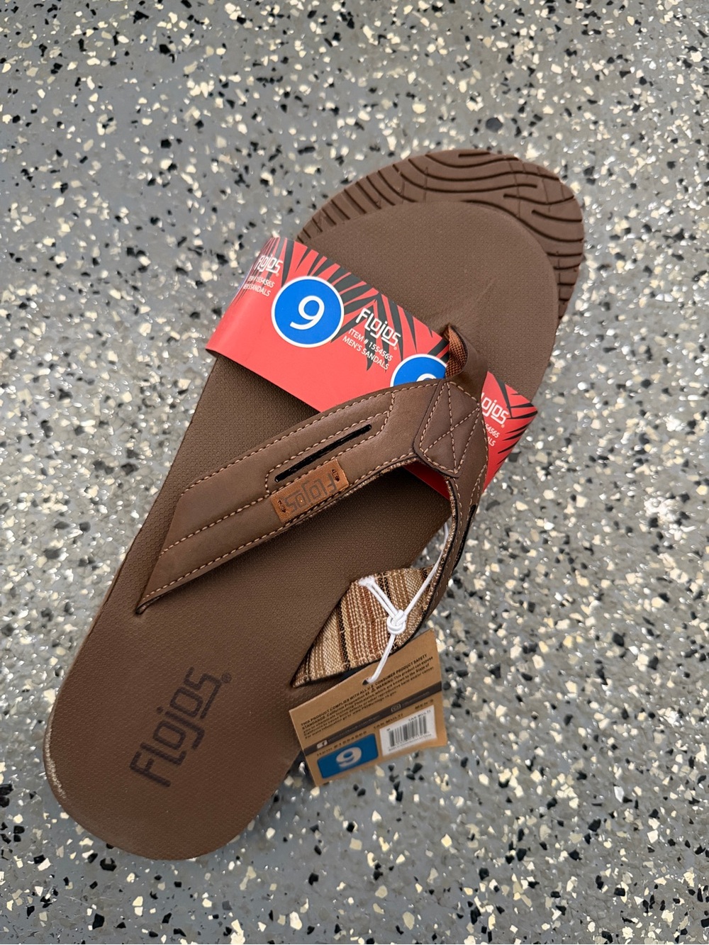 Flojos men’s brown sandals slippers flip flops size 9